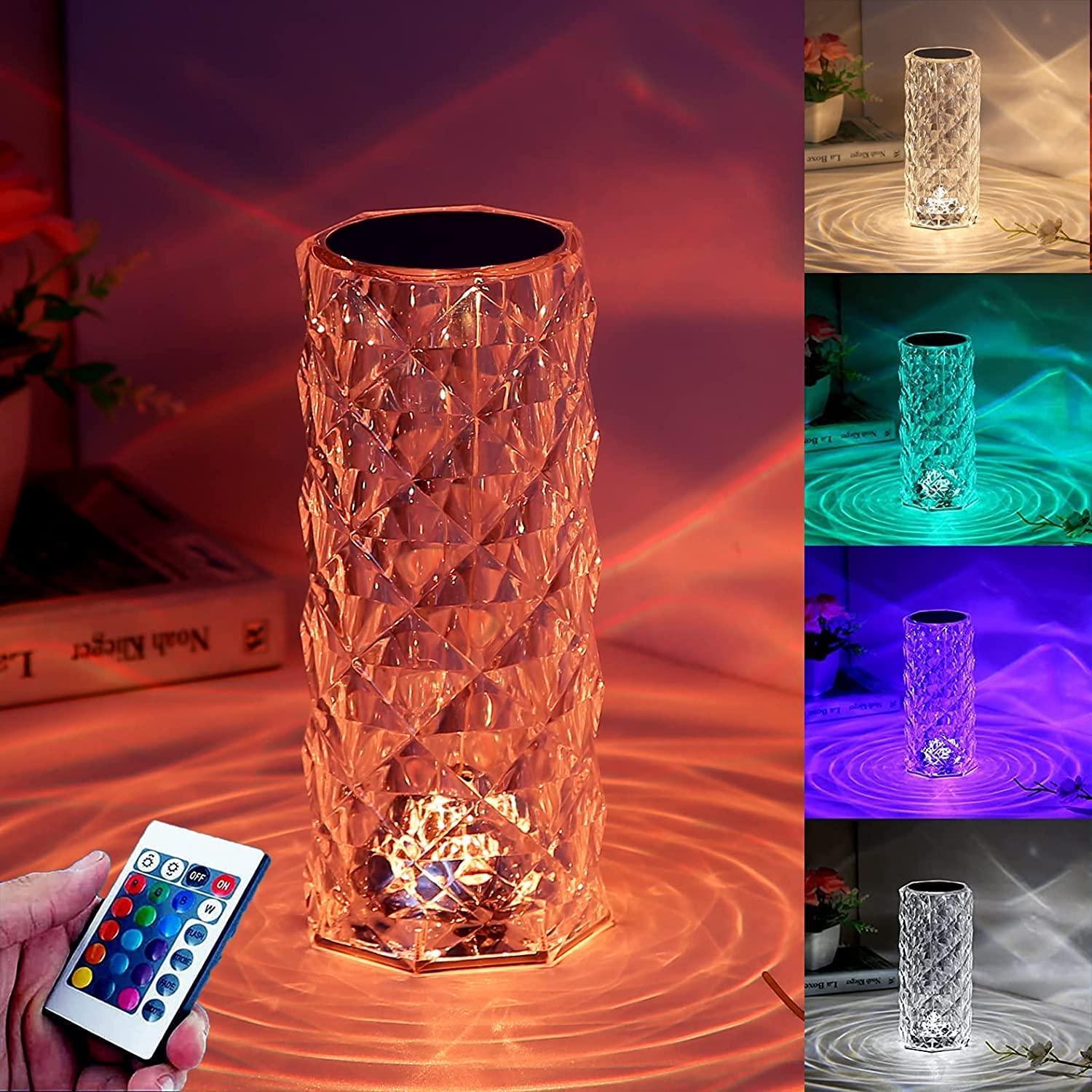 Rose Rays™ Crystal Diamond Table Lamp - 16 Colors - Power World