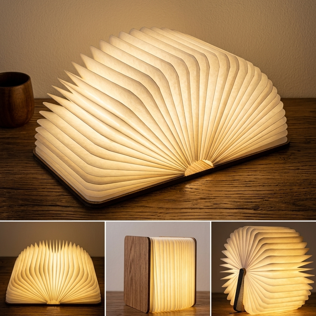3D LED Foldable Book Lamp – 3 Color Modes – USB Rechargeable