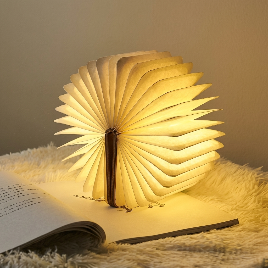 3D LED Foldable Book Lamp – 3 Color Modes – USB Rechargeable
